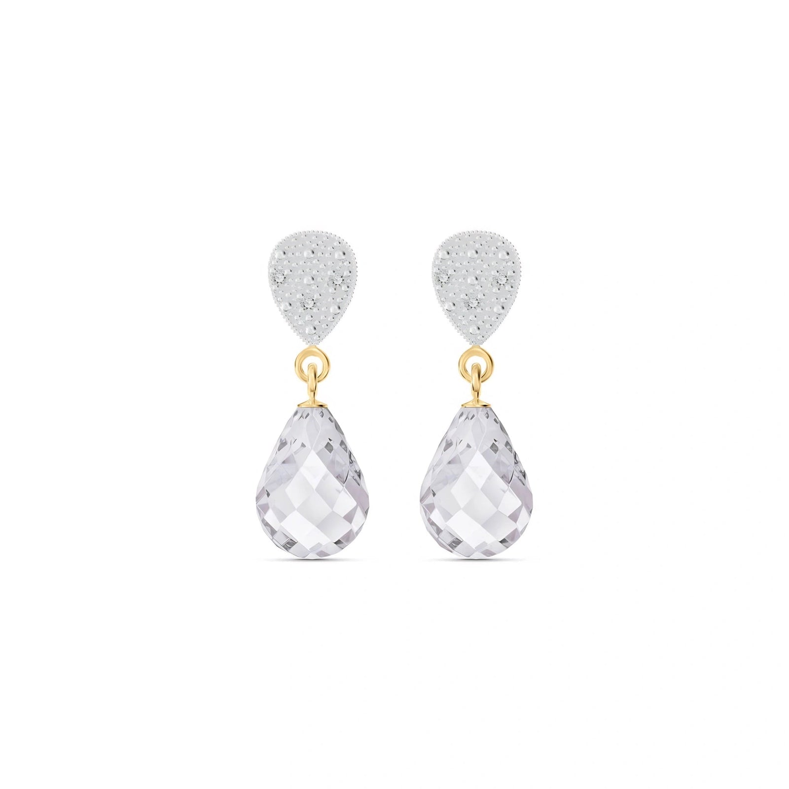 Yellow Gold Earrings White Topaz 10K — Enrichetta
