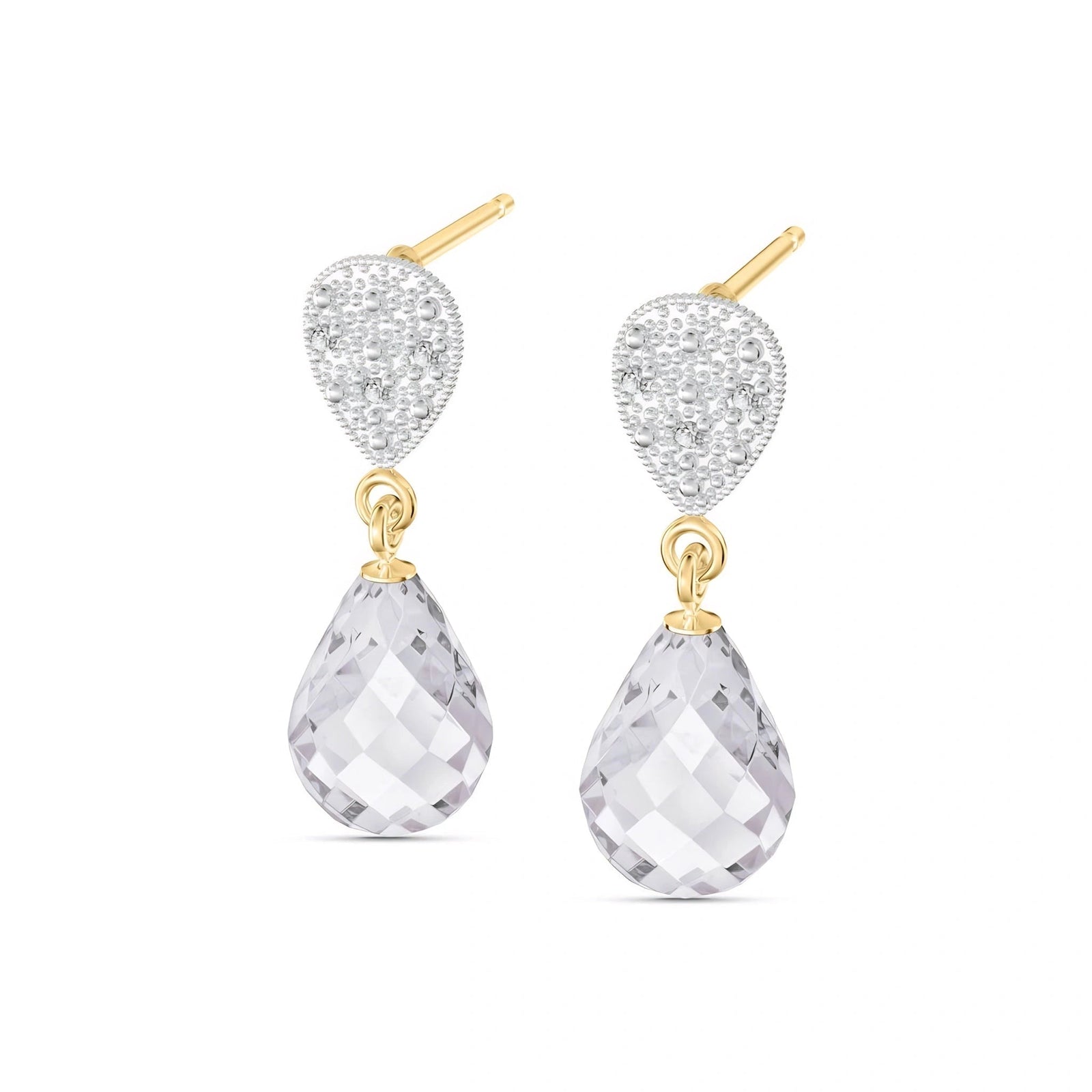 Yellow Gold Earrings White Topaz 10K — Enrichetta