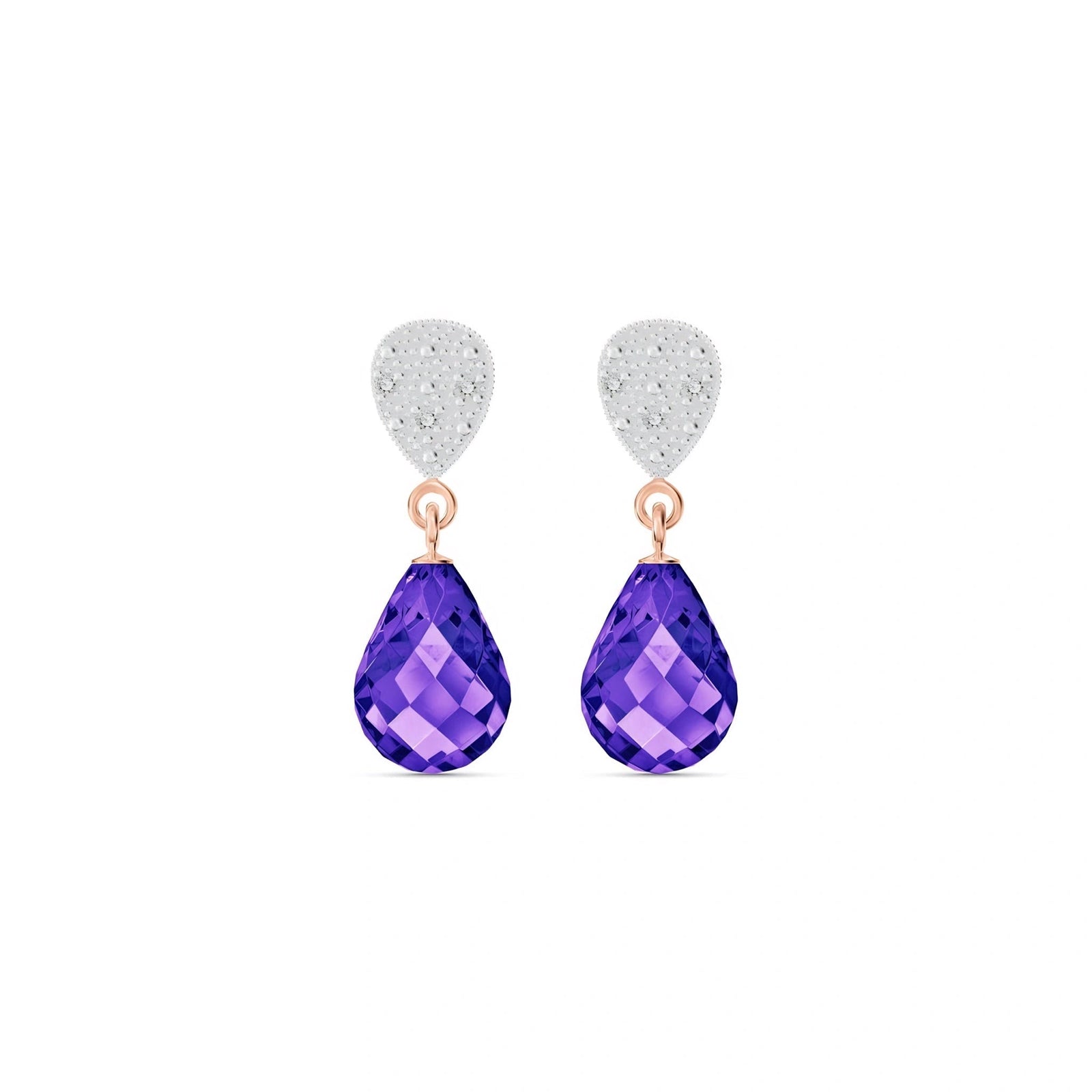 Rose Gold Earrings Amethyst 10K — Enrichetta