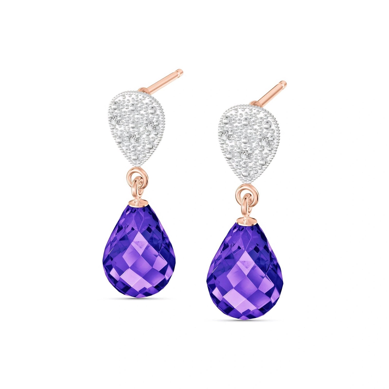 Rose Gold Earrings Amethyst 10K — Enrichetta