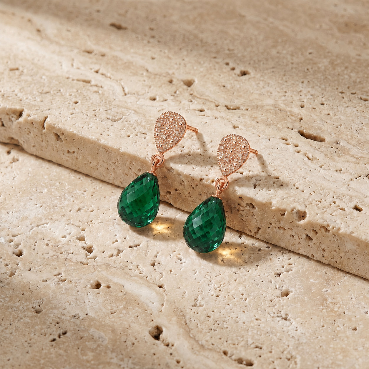 Rose Gold Earrings Amethyst 10K — Enrichetta
