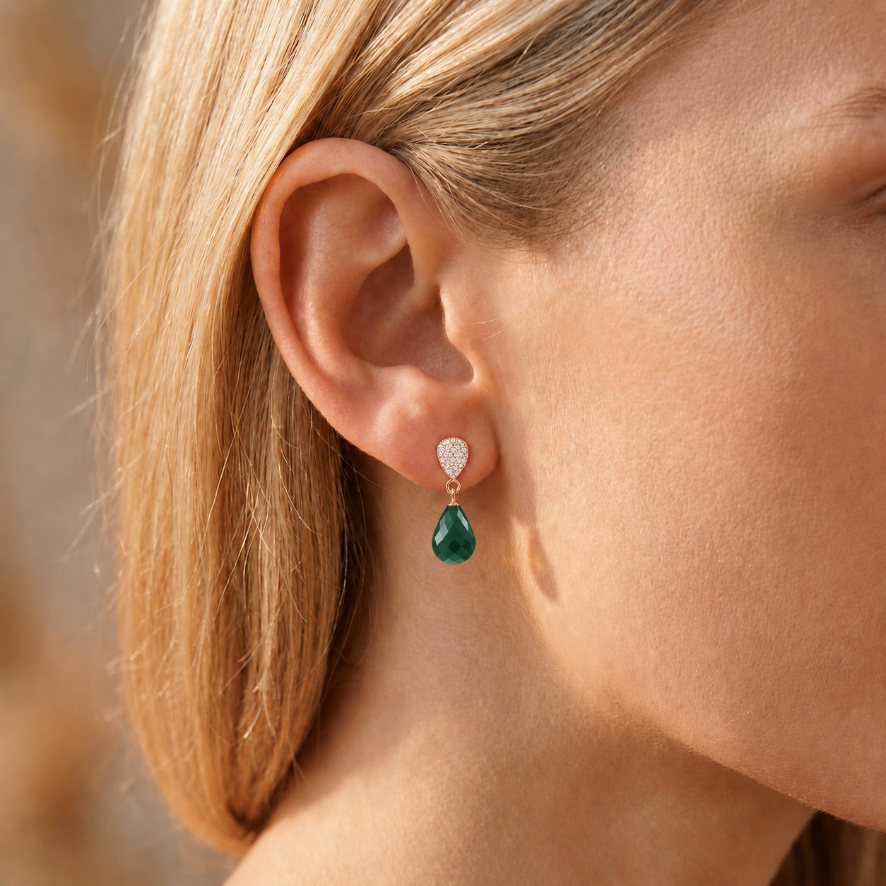 Rose Gold Earrings Amethyst 10K — Enrichetta