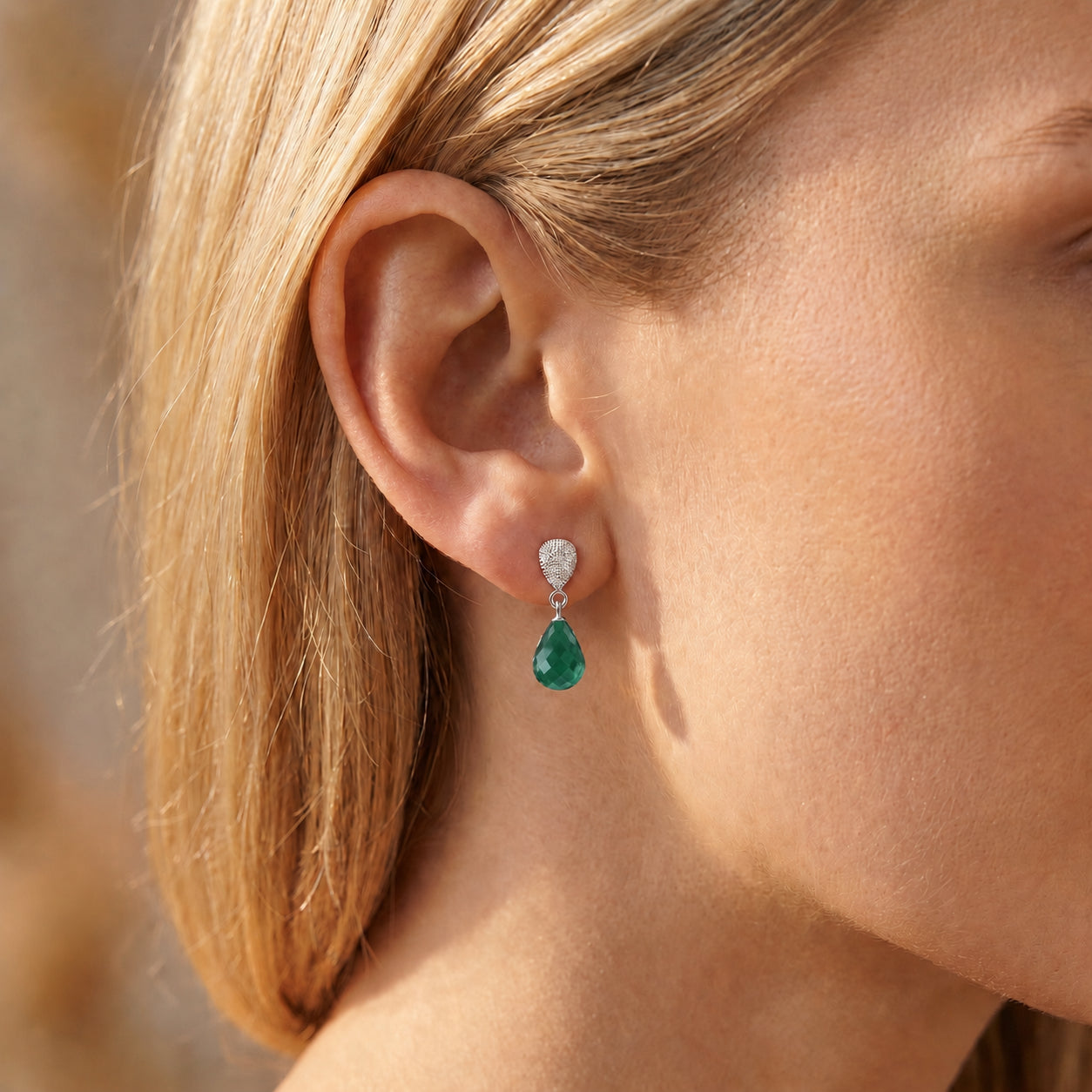 White Gold Earrings Amethyst 10K — Enrichetta
