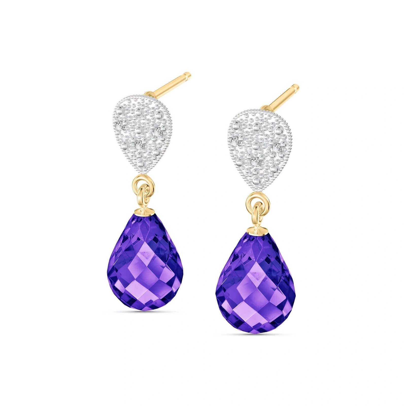 Yellow Gold Earrings Amethyst 10K — Enrichetta