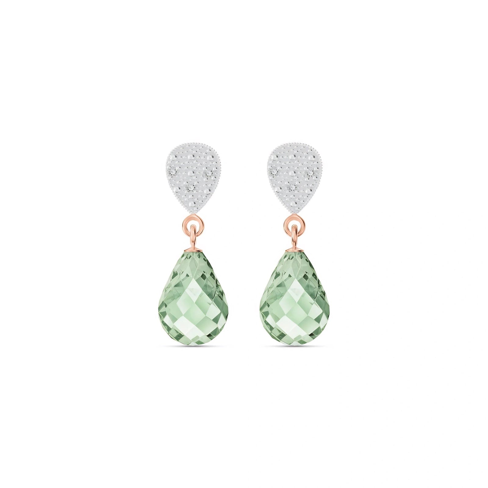 Rose Gold Earrings Green Amethyst 10K — Enrichetta