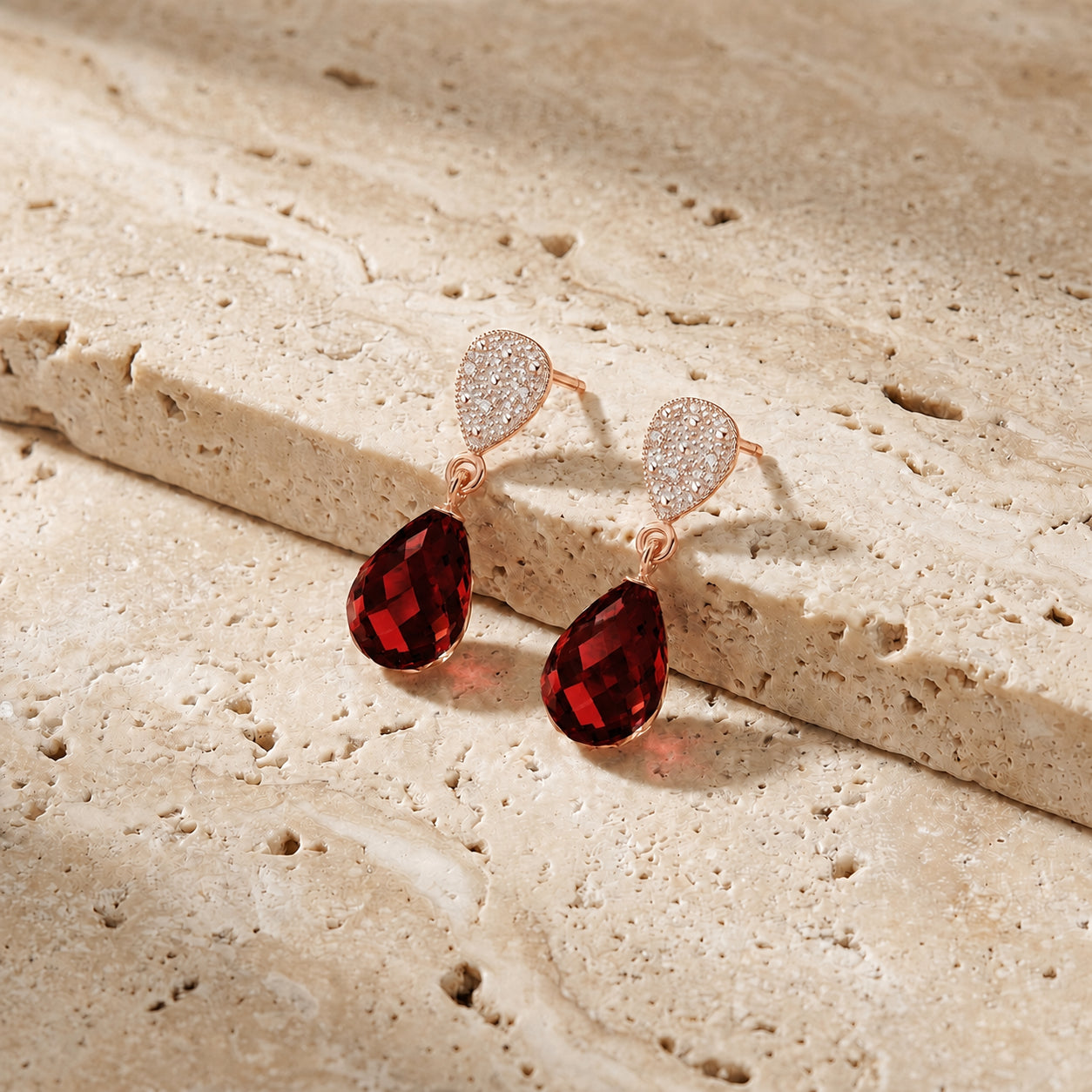 Rose Gold Earrings Green Amethyst 10K — Enrichetta