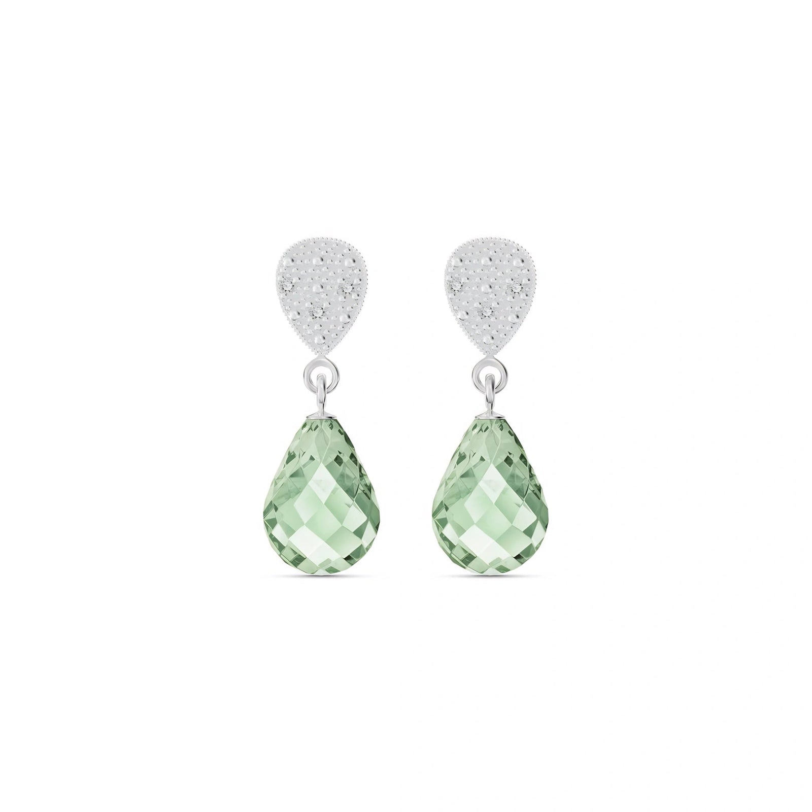 White Gold Earrings Green Amethyst 10K — Enrichetta