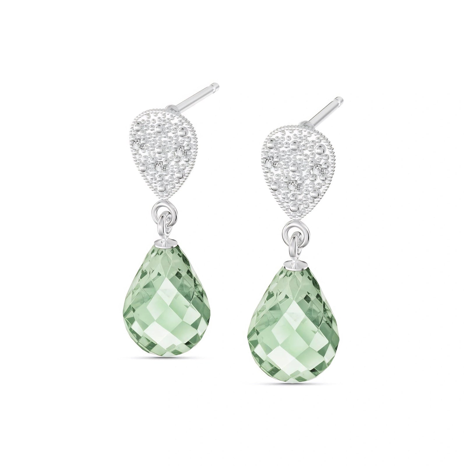 White Gold Earrings Green Amethyst 10K — Enrichetta