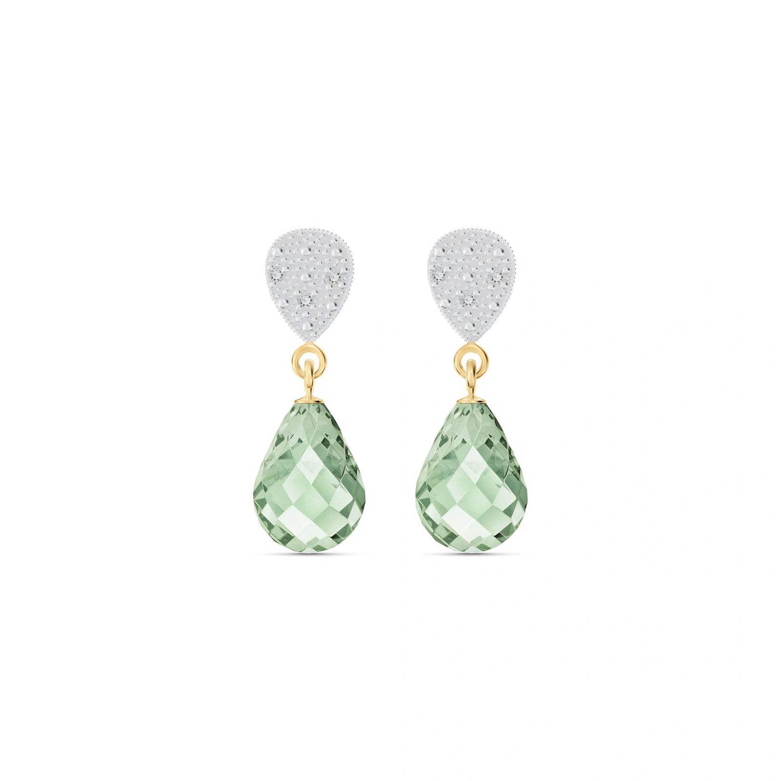 Yellow Gold Earrings Green Amethyst 10K — Enrichetta