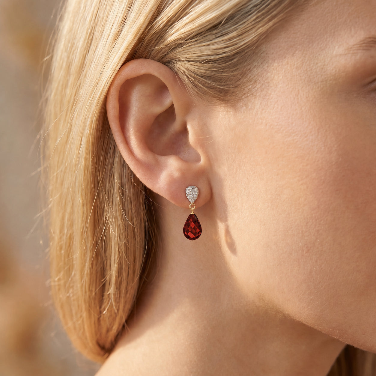 Yellow Gold Earrings Green Amethyst 10K — Enrichetta