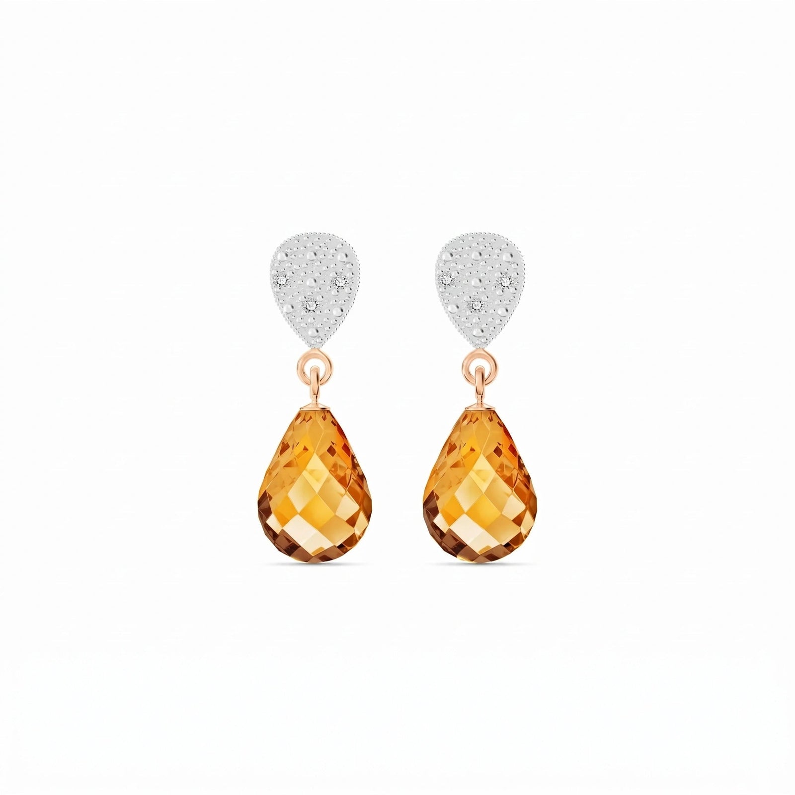 Rose Gold Earrings Citrine 10K — Enrichetta