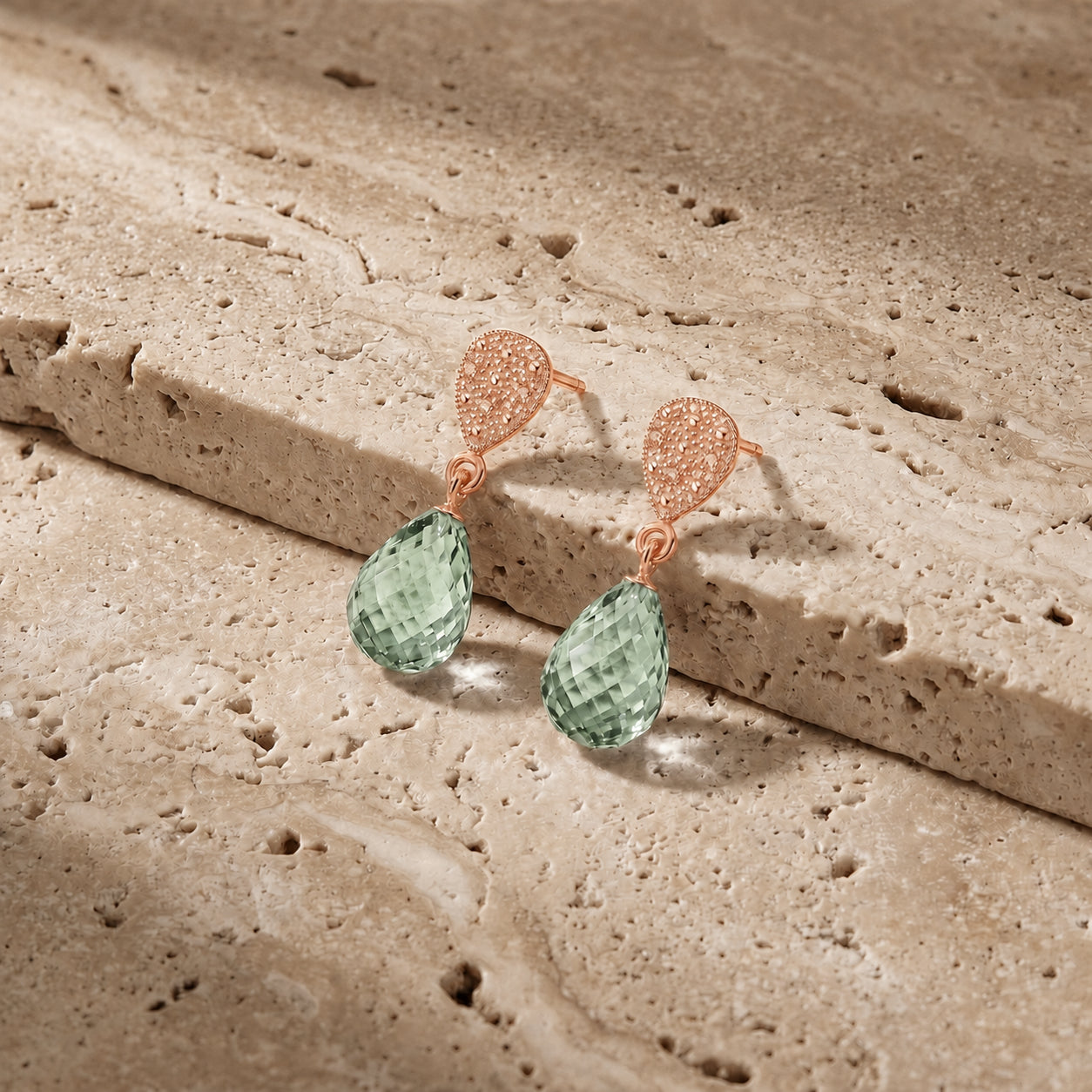 Rose Gold Earrings Citrine 10K — Enrichetta