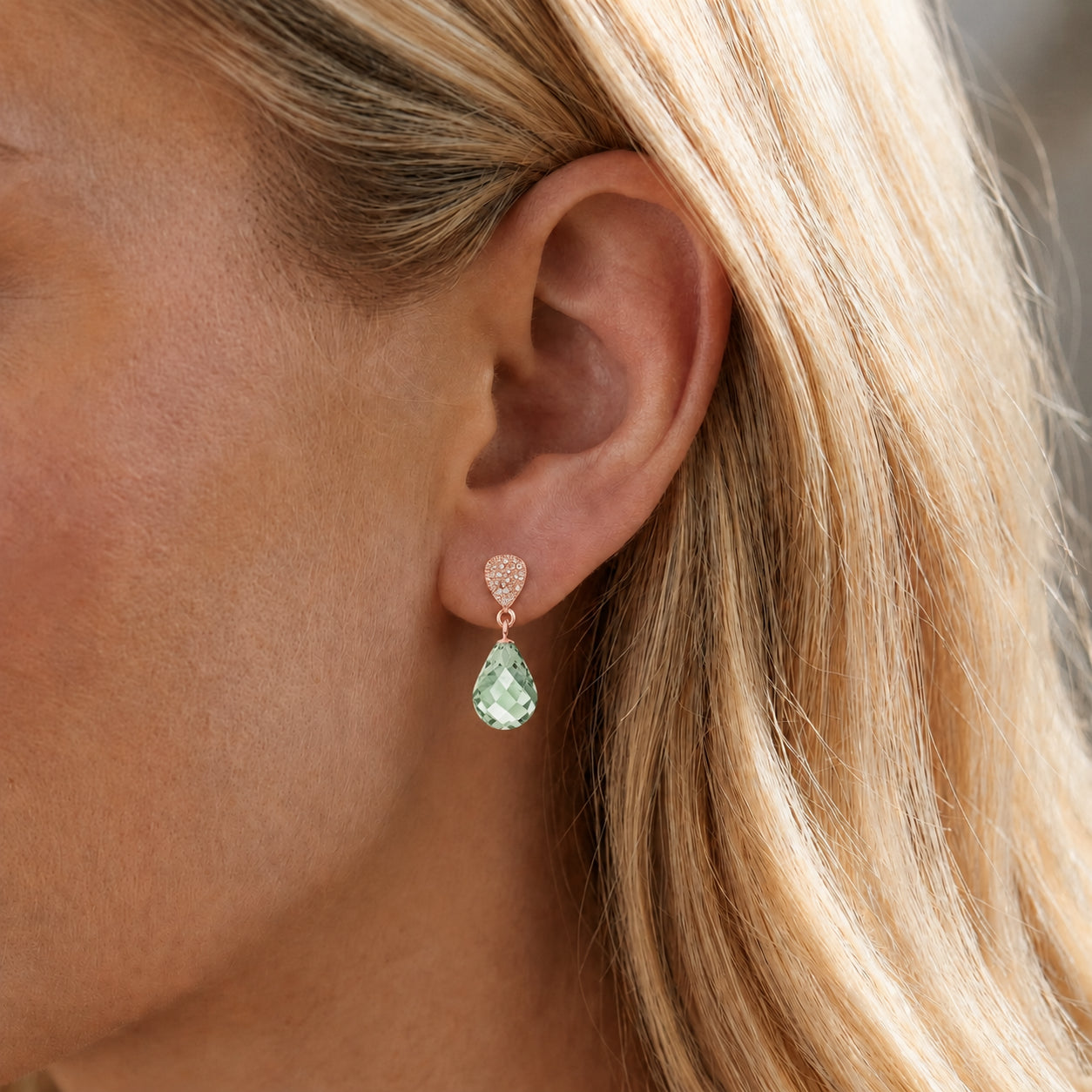 Rose Gold Earrings Citrine 10K — Enrichetta