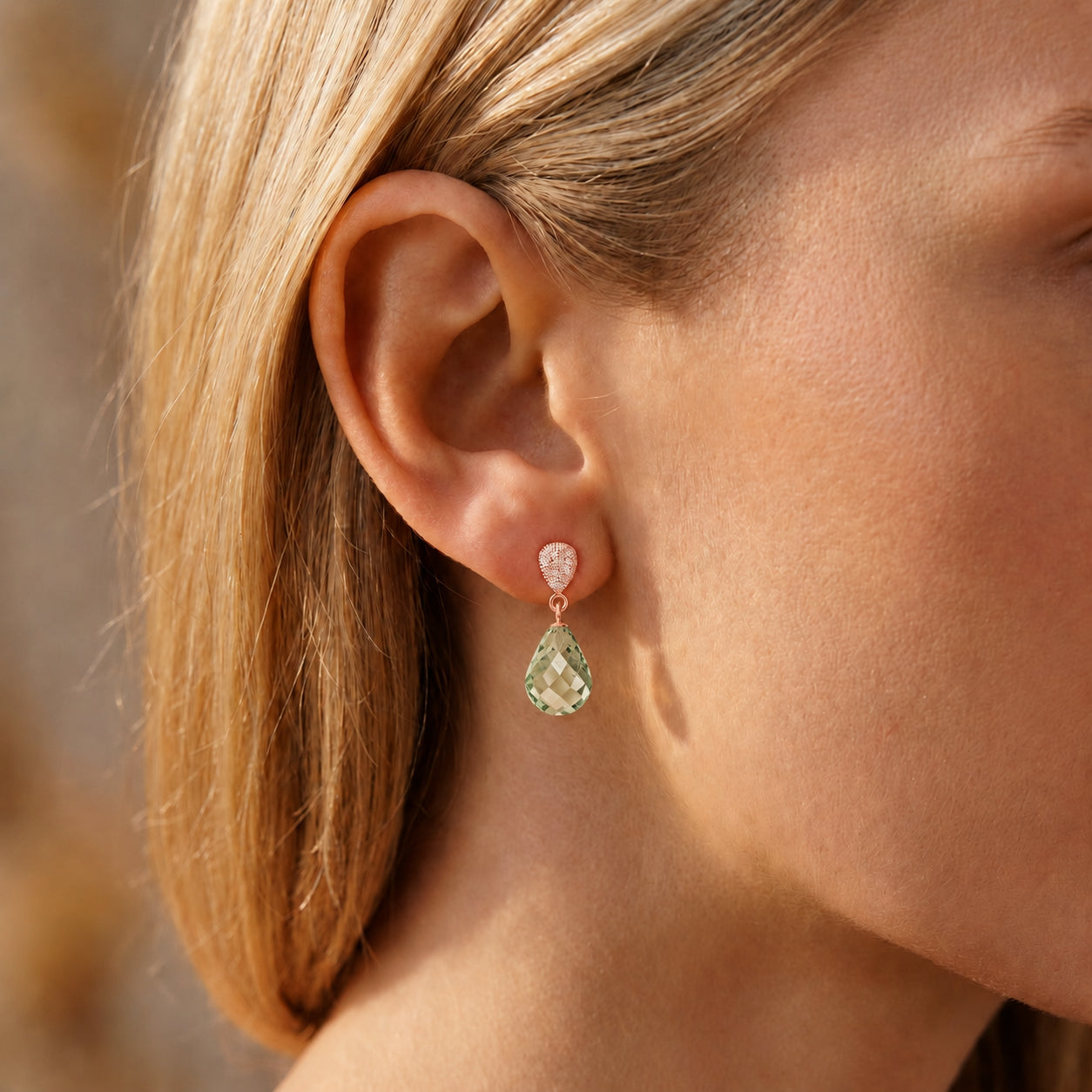 Rose Gold Earrings Citrine 10K — Enrichetta