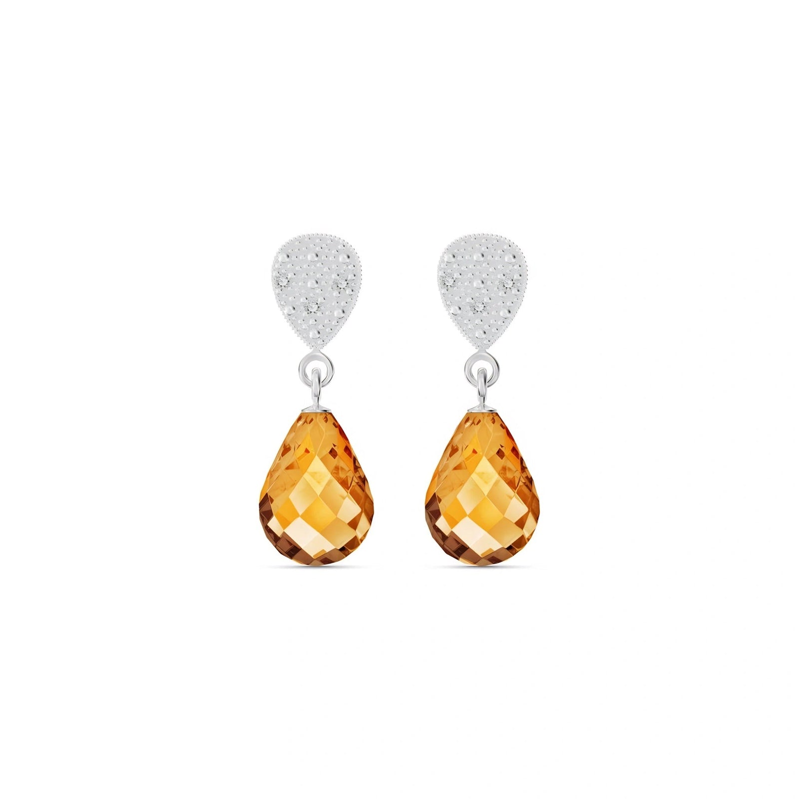 White Gold Earrings Citrine 10K — Enrichetta