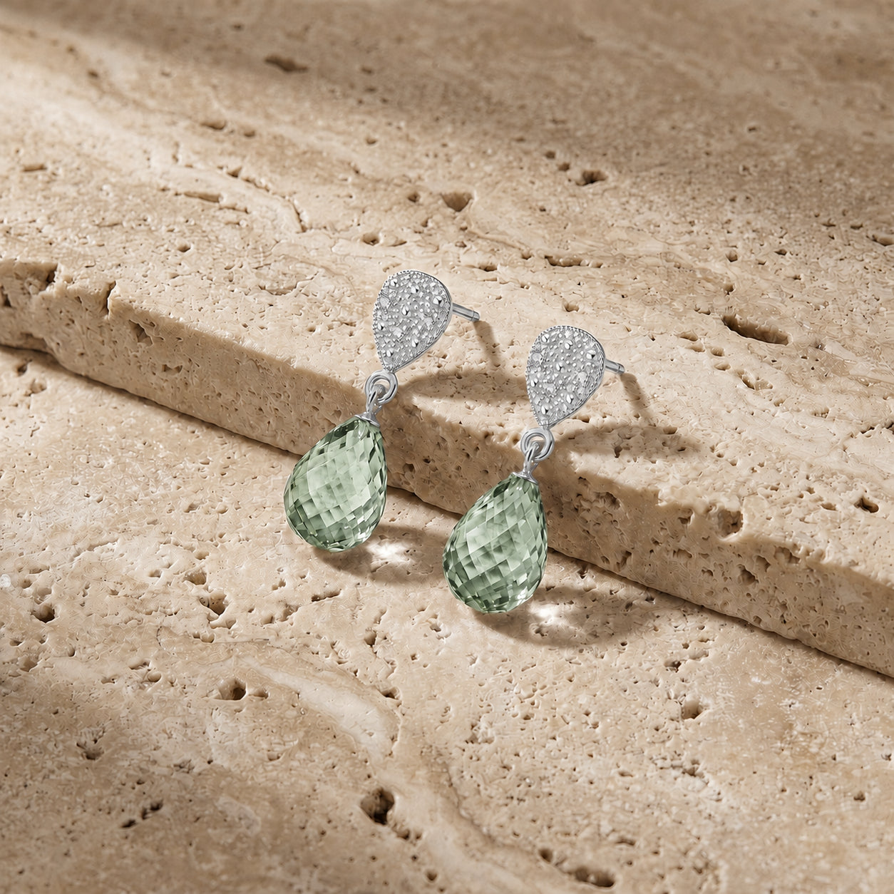 White Gold Earrings Citrine 10K — Enrichetta
