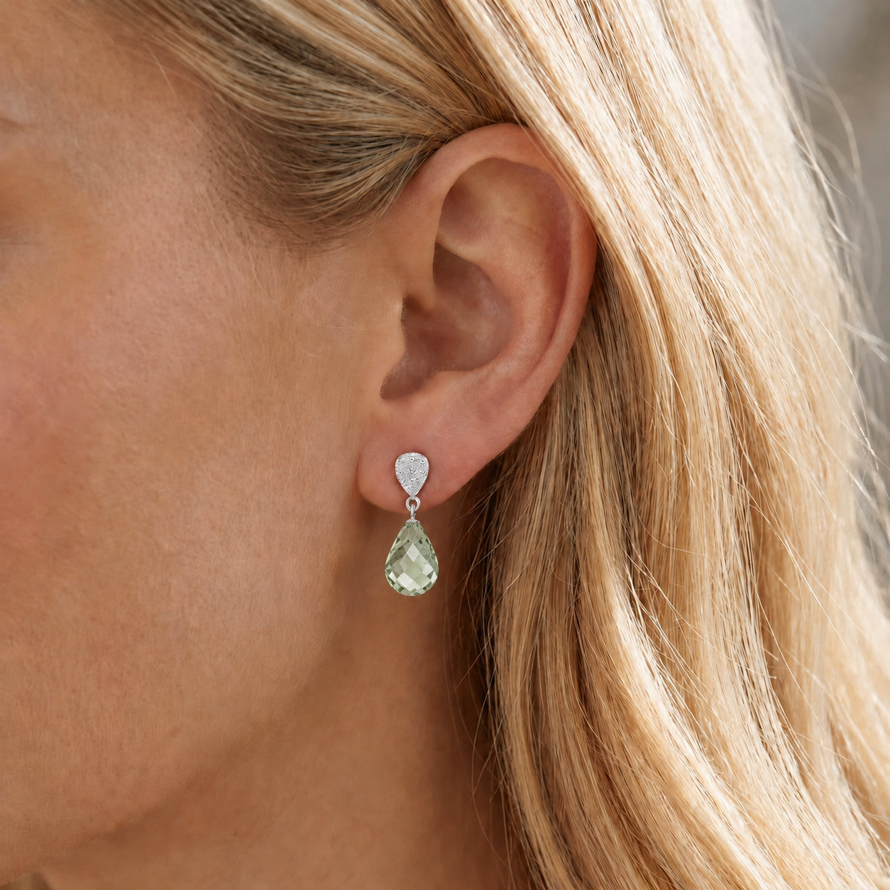 White Gold Earrings Citrine 10K — Enrichetta