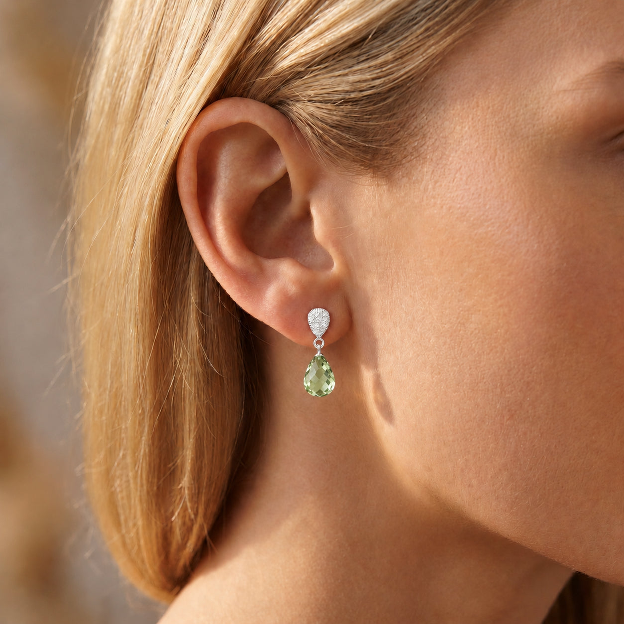White Gold Earrings Citrine 10K — Enrichetta