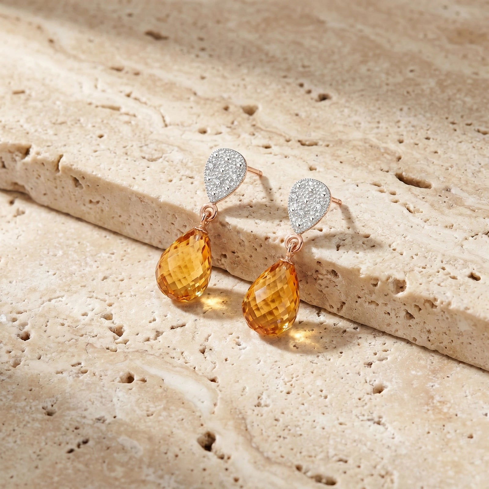 Yellow Gold Earrings Citrine 10K — Enrichetta