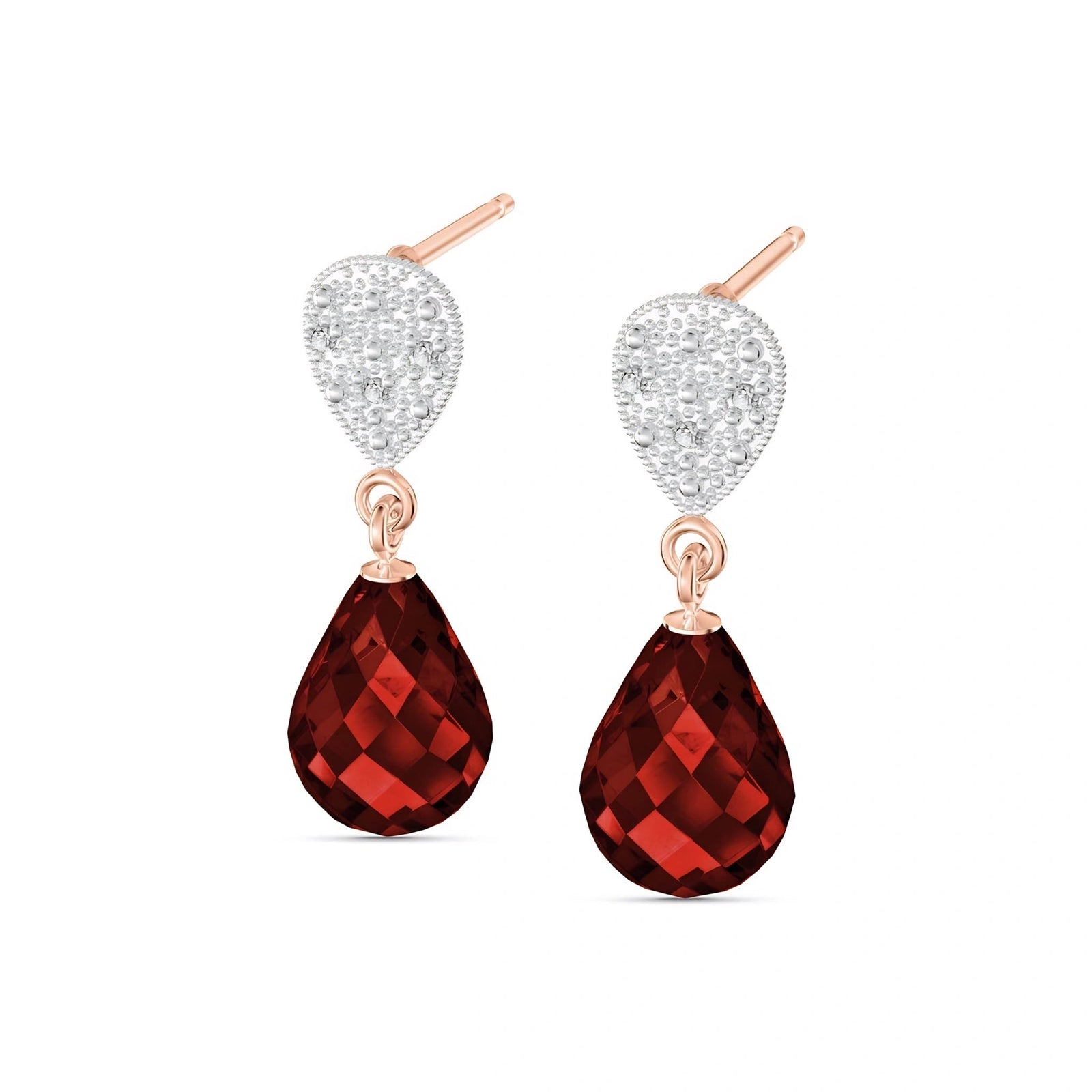 Rose Gold Earrings Garnet 10K — Enrichetta