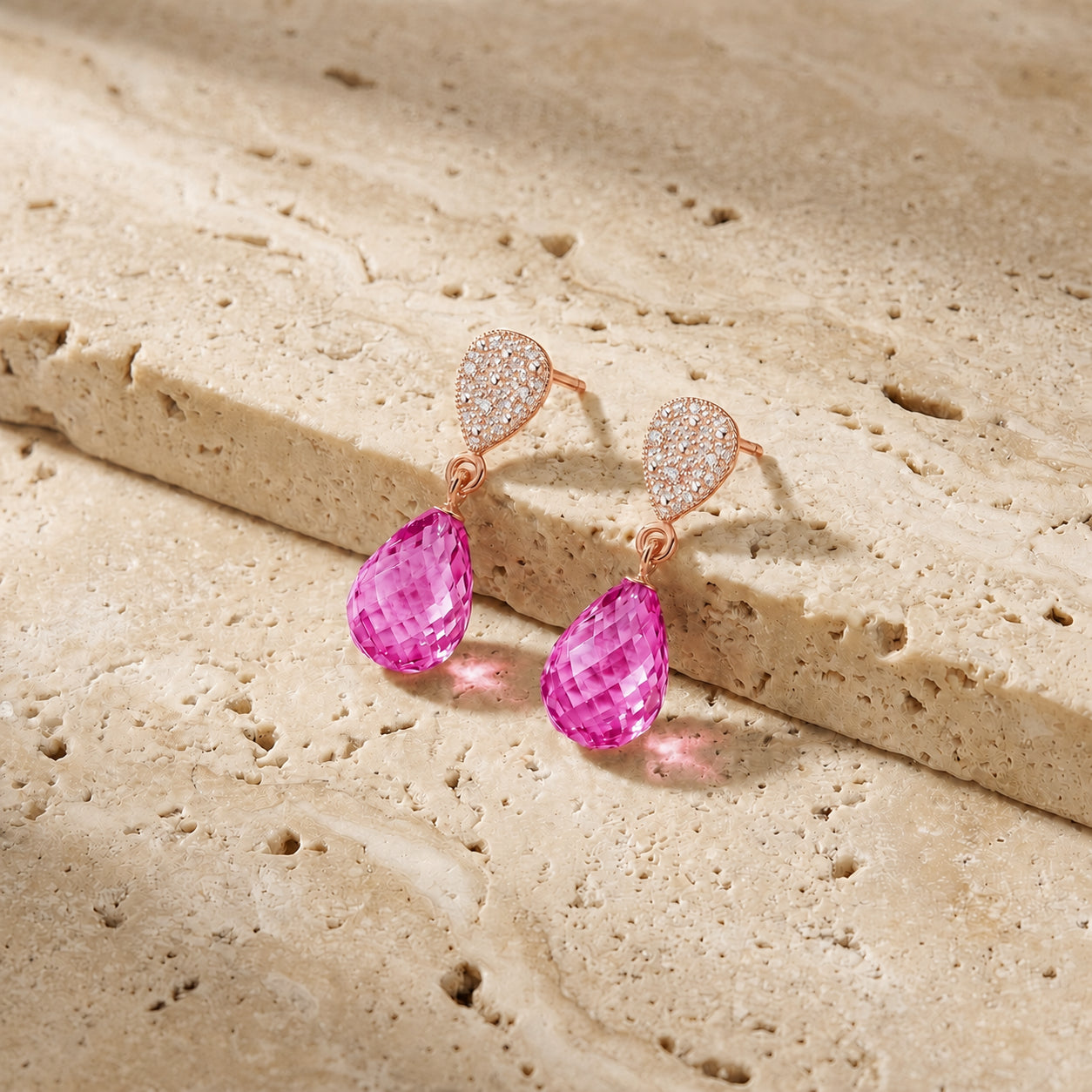 Rose Gold Earrings Garnet 10K — Enrichetta