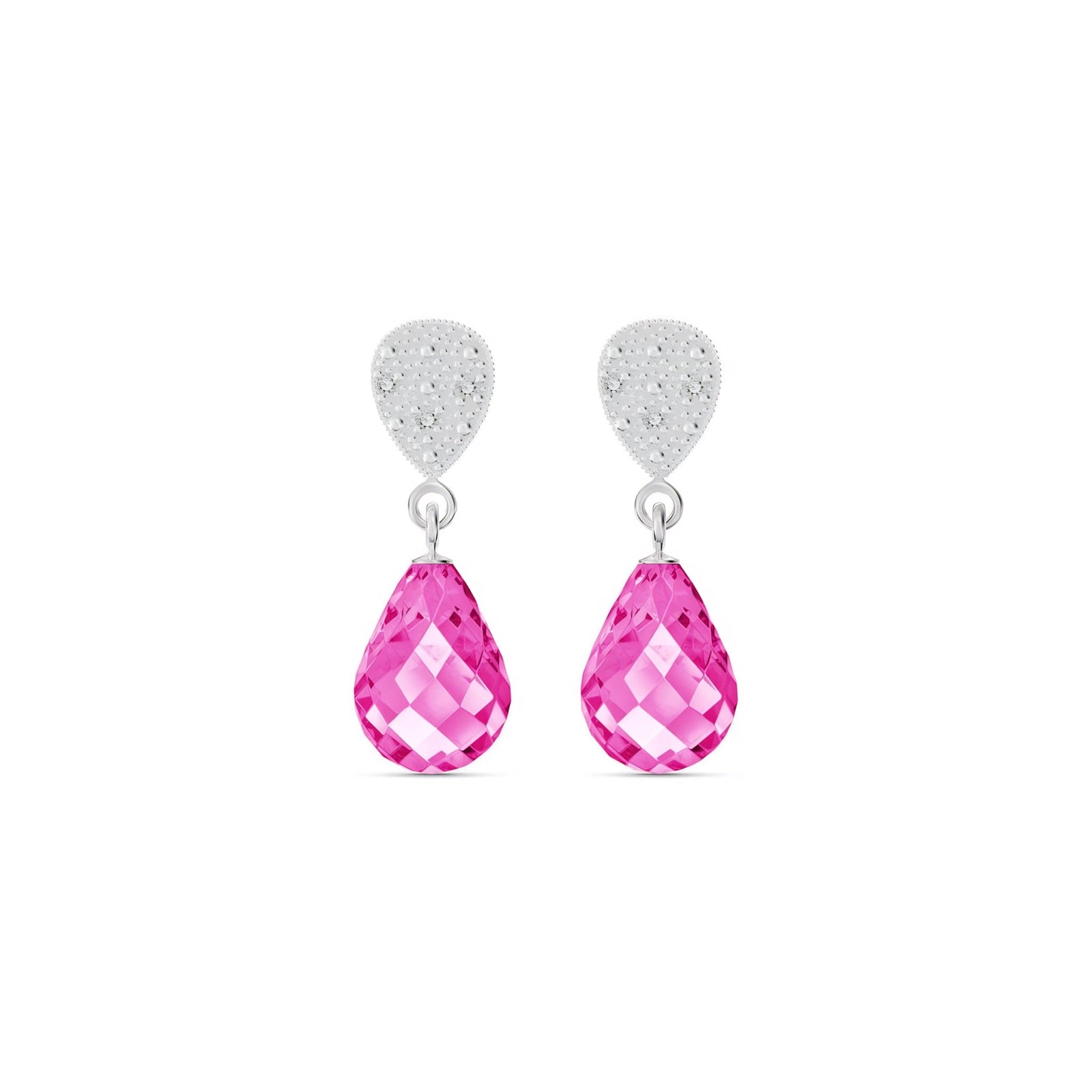 White Gold Earrings Garnet 10K — Enrichetta