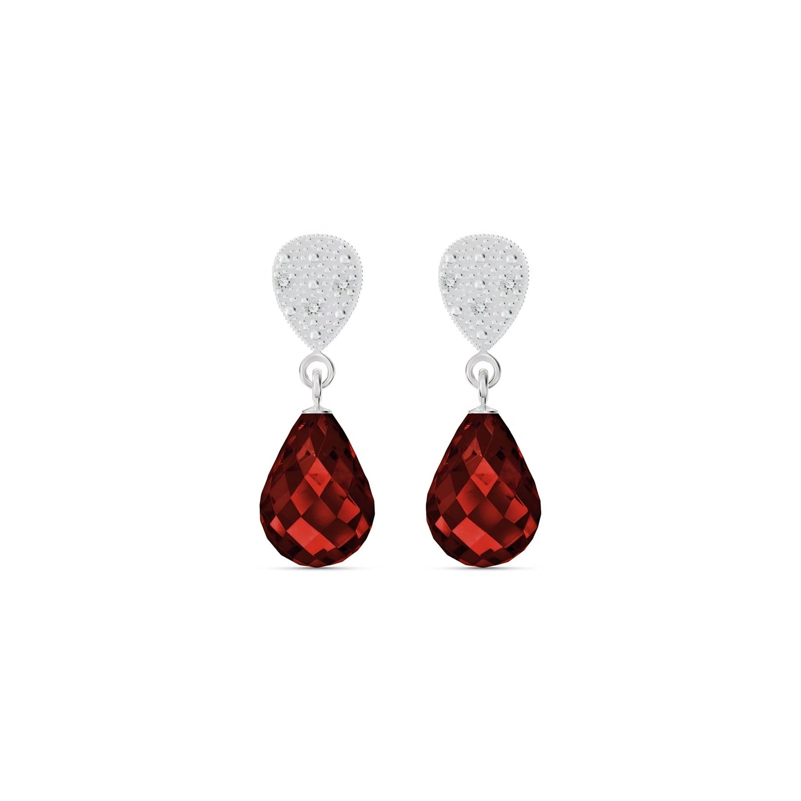 White Gold Earrings Garnet 10K — Enrichetta