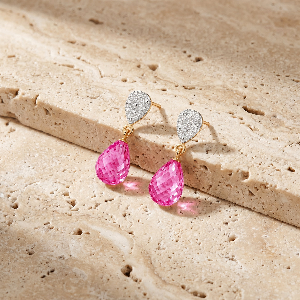 Yellow Gold Earrings Garnet 10K — Enrichetta