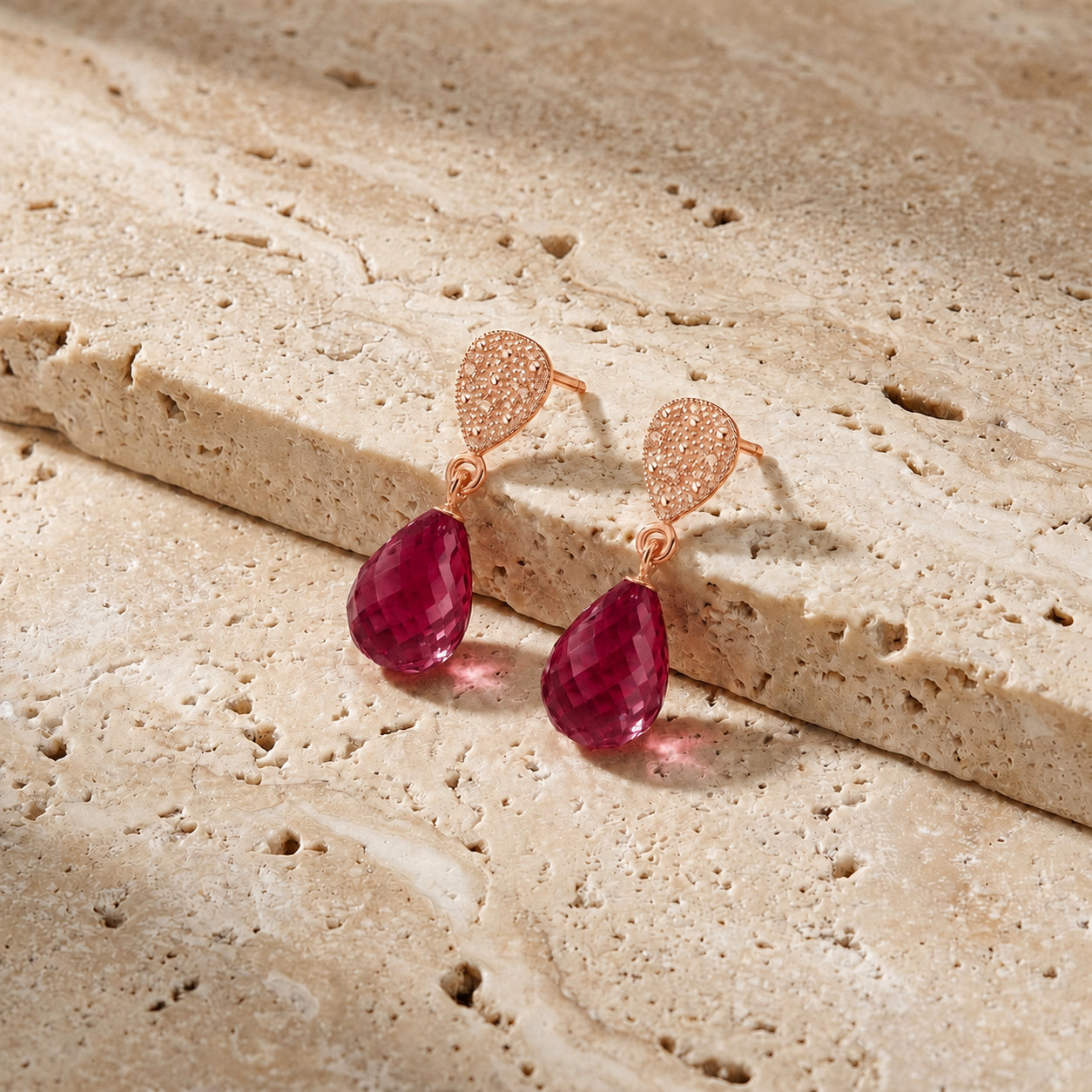 Rose Gold Earrings Emerald 10K — Enrichetta