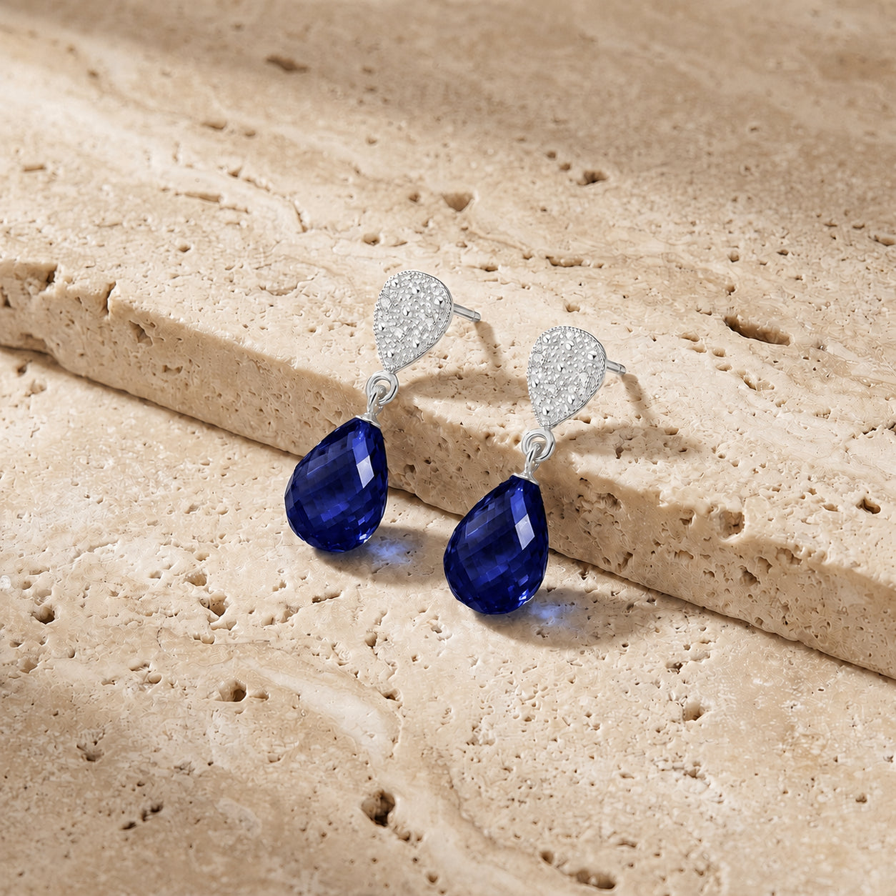 White Gold Earrings Sapphire 10K — Enrichetta