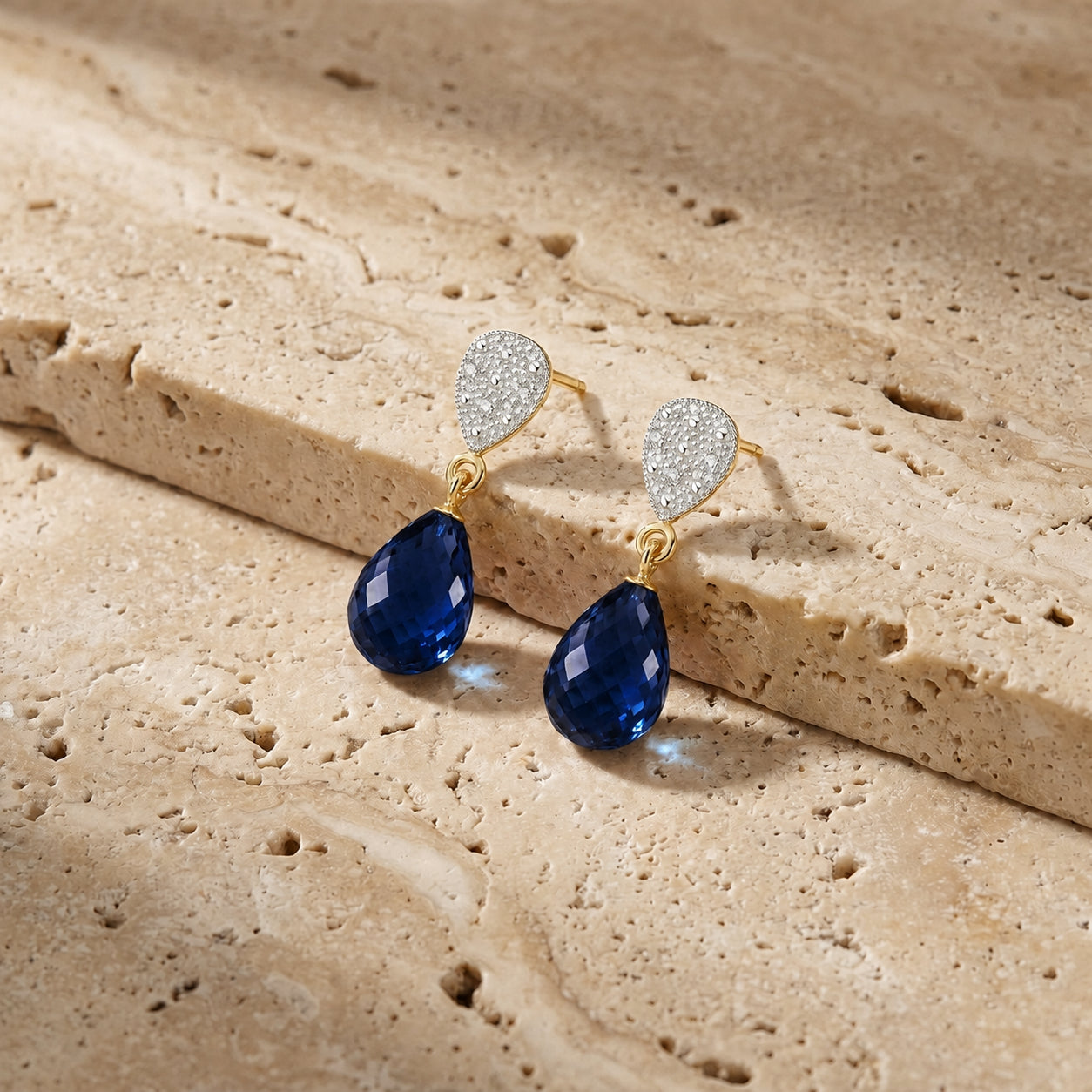 Yellow Gold Earrings Sapphire 10K — Enrichetta
