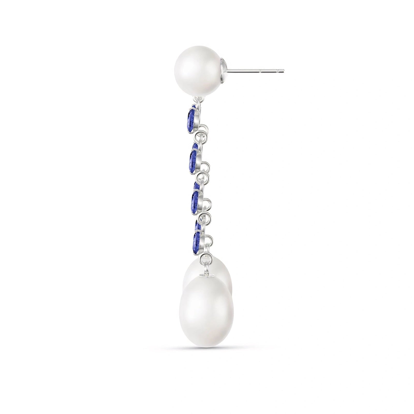 White Gold Grace Earrings Pearl 10K — Marcellina