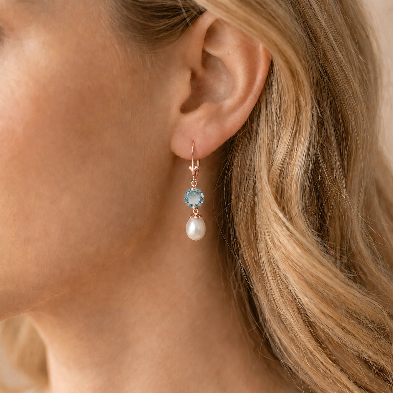 Rose Gold Eternal Earrings Pearl 10K — Florinda