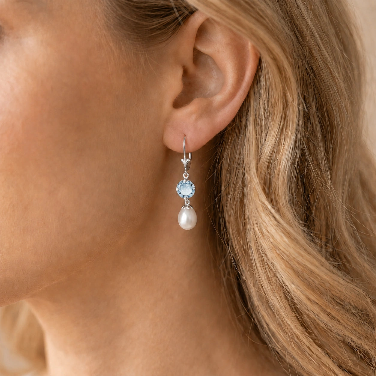 White Gold Eternal Earrings Pearl 10K — Florinda