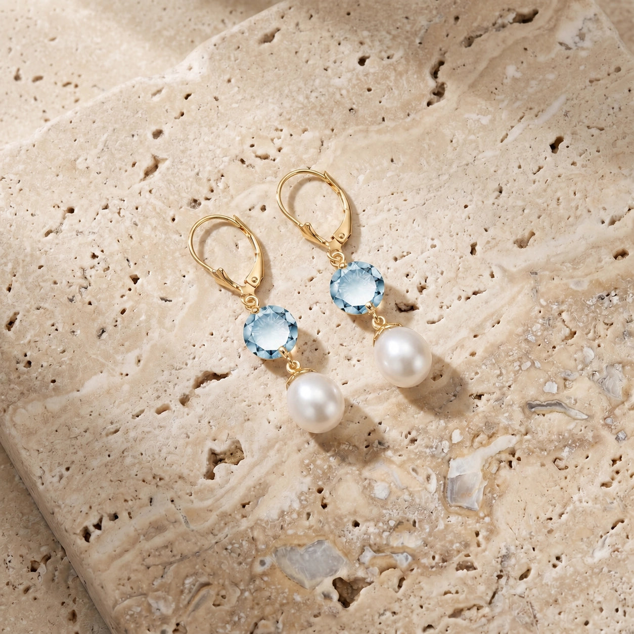 Yellow Gold Eternal Earrings Pearl 10K — Florinda