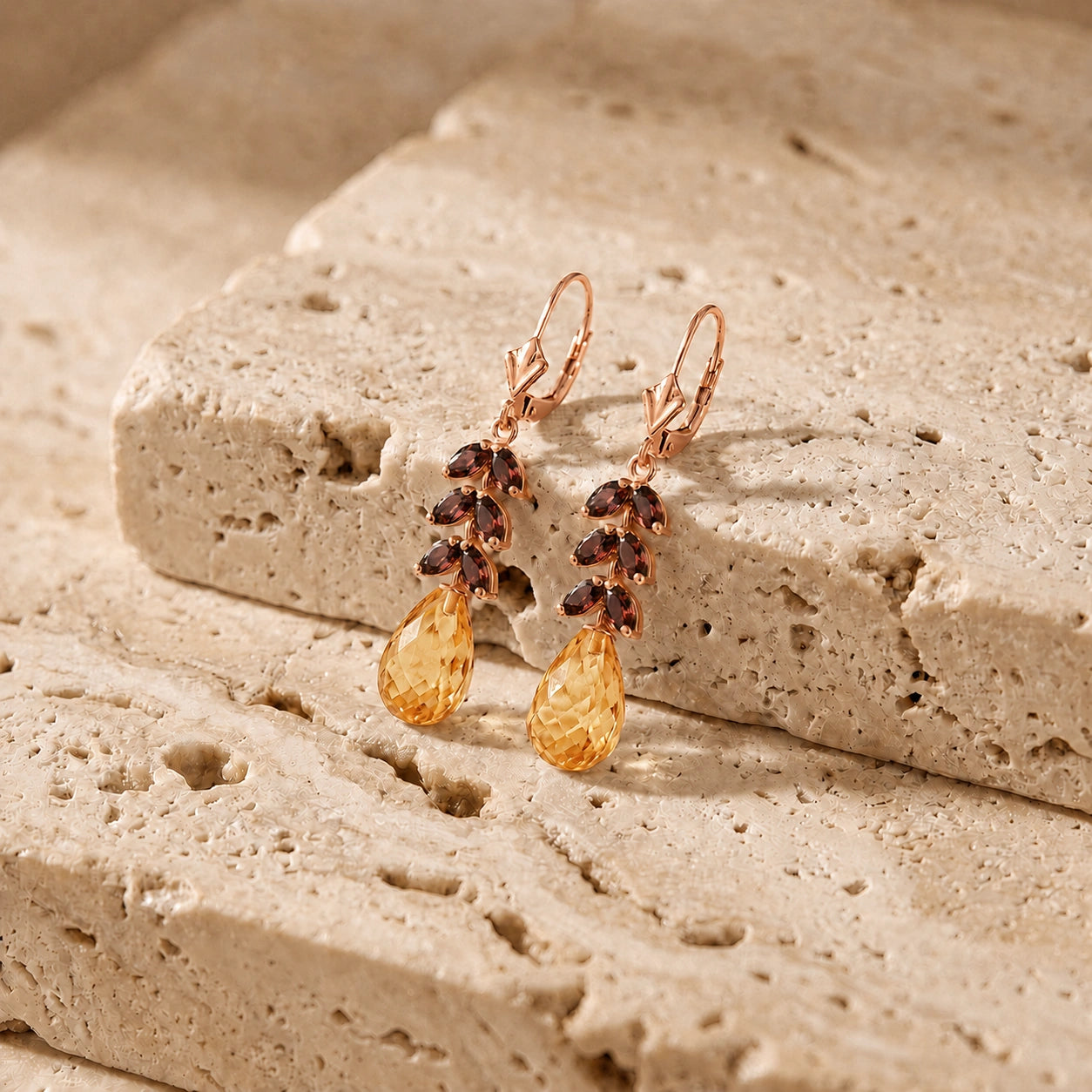 Rose Gold Citrine & Garnet — Mariaeleonora