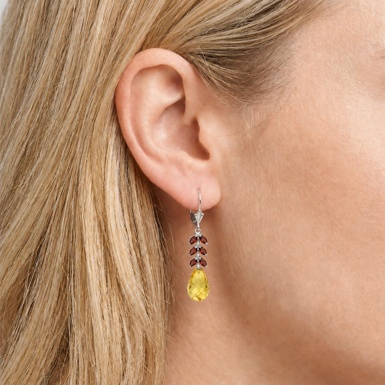 White Gold Citrine & Garnet — Mariaeleonora