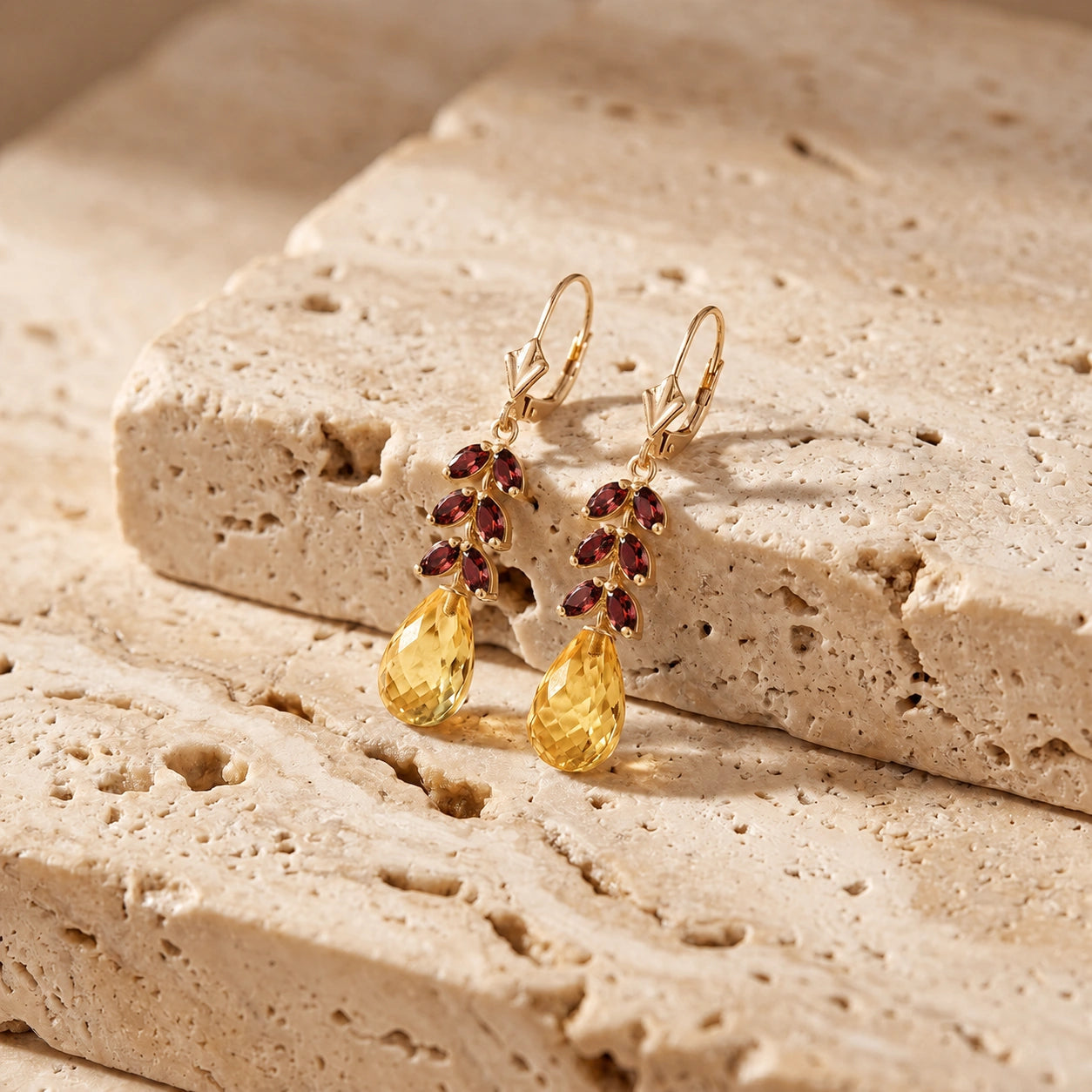 Yellow Gold Citrine & Garnet — Mariaeleonora