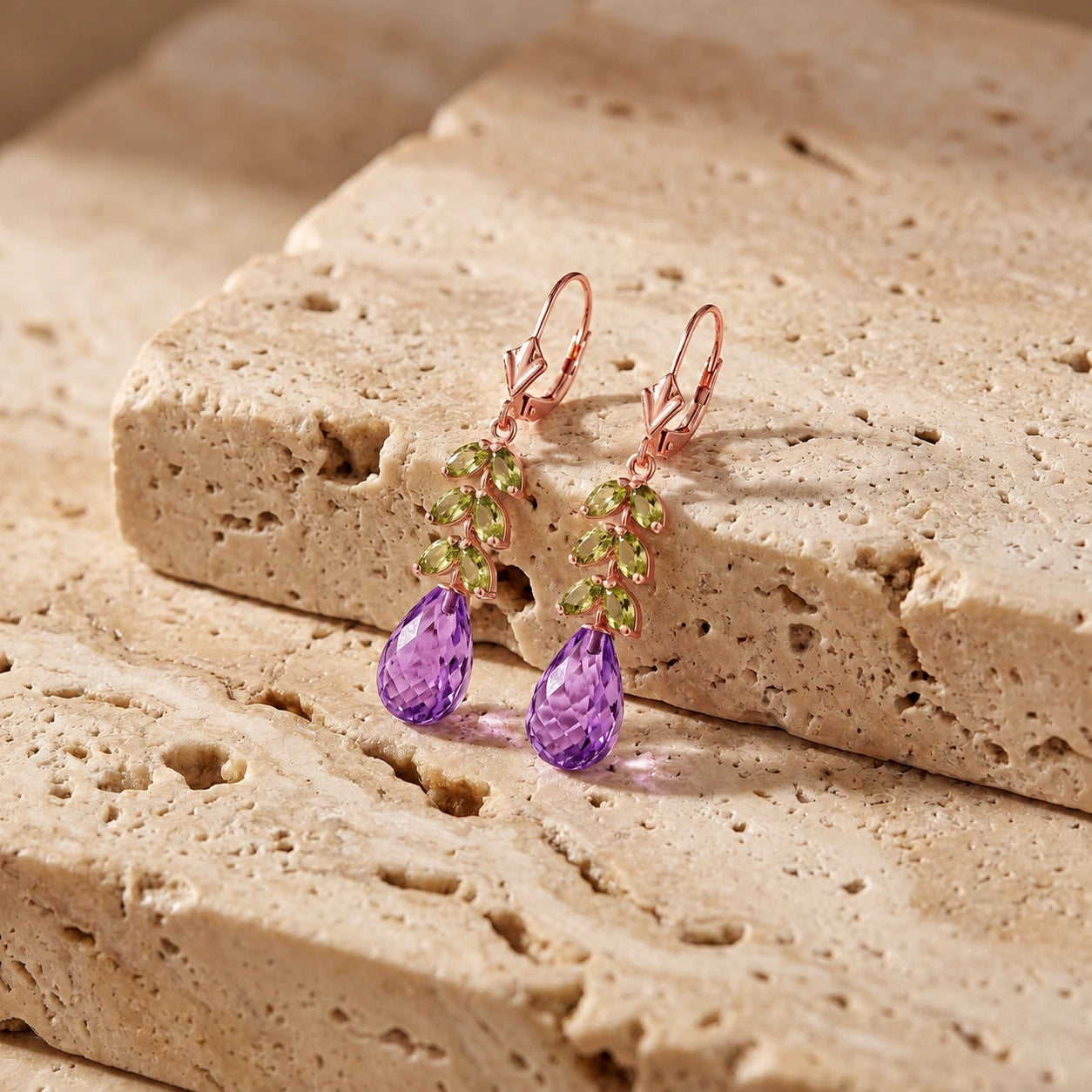 Rose Gold Peridot & Amethyst — Mariaeleonora