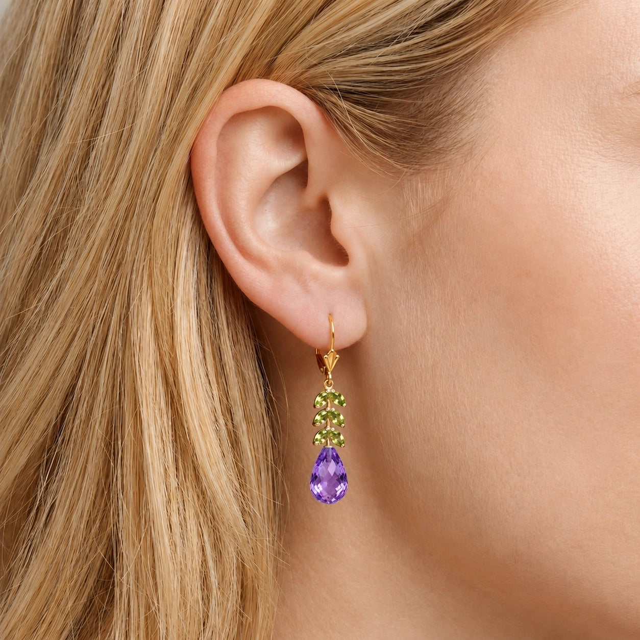 Yellow Gold Peridot & Amethyst — Mariaeleonora