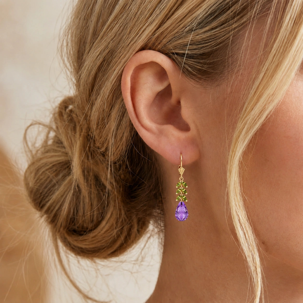 Yellow Gold Peridot & Amethyst — Mariaeleonora