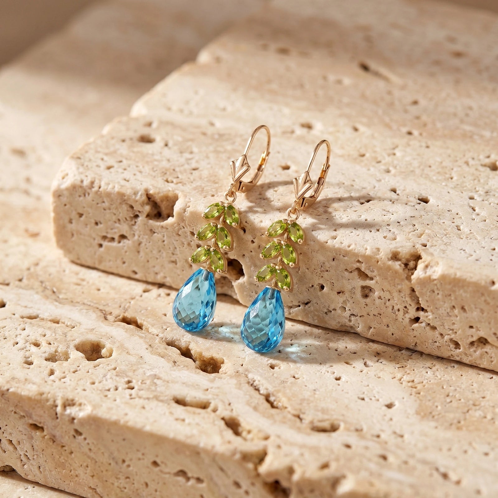 Yellow Gold Peridot & Blue Topaz — Mariaeleonora