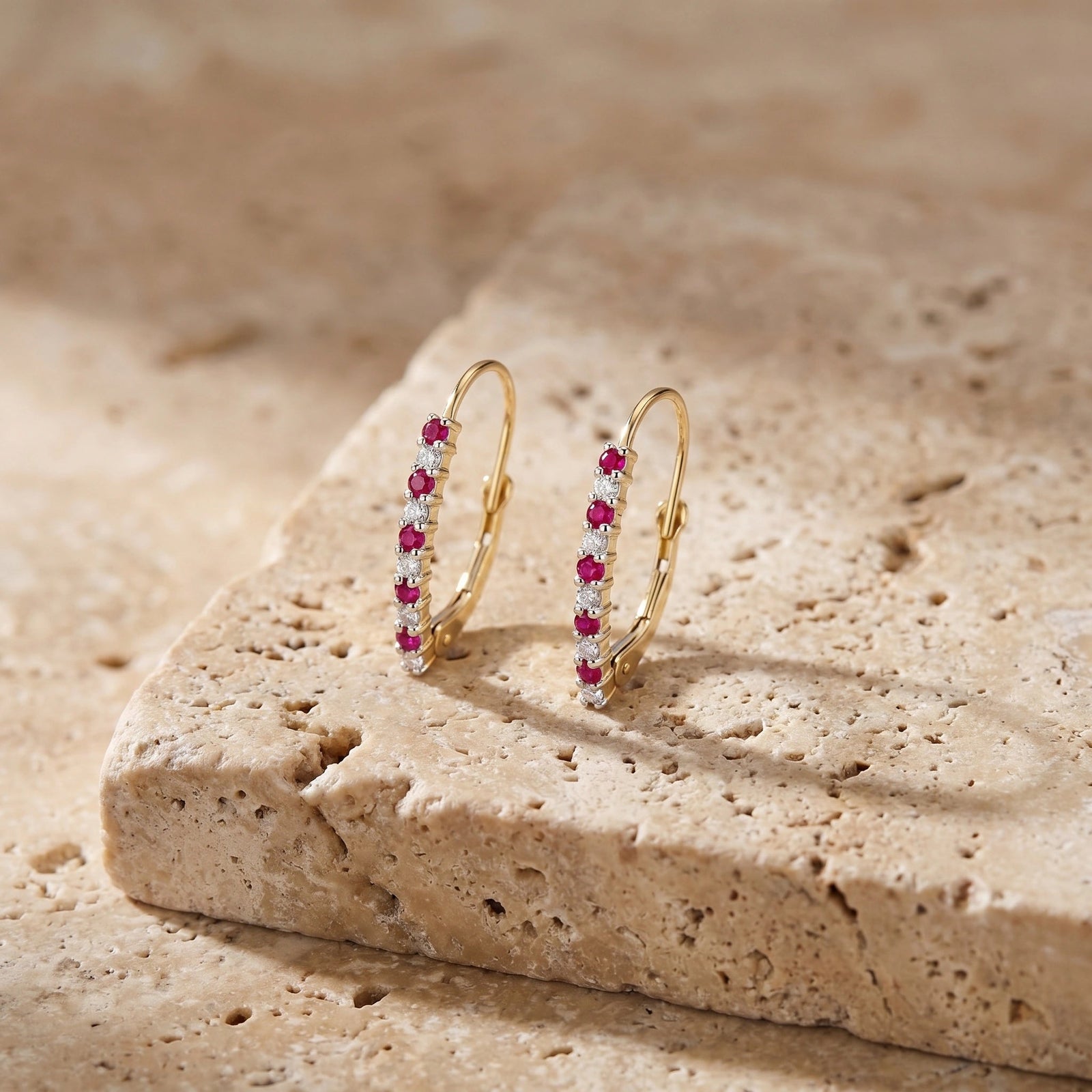 Yellow Gold Heritage Earrings Ruby 10K — Giada