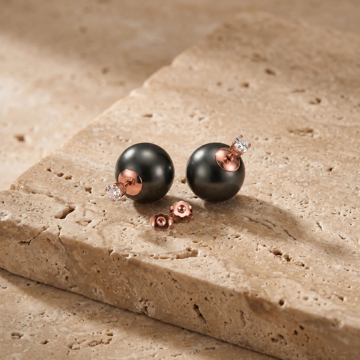 Rose Gold Celeste Earrings Pearl 10K — Sibilla