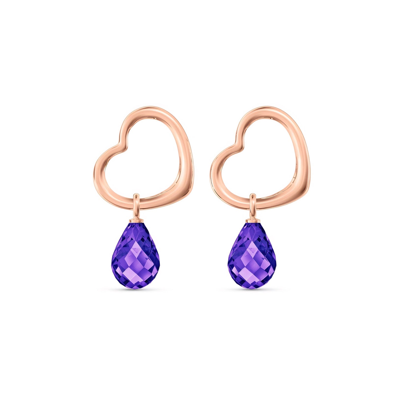 Rose Gold Earrings Amethyst 10K — Fiordaliso