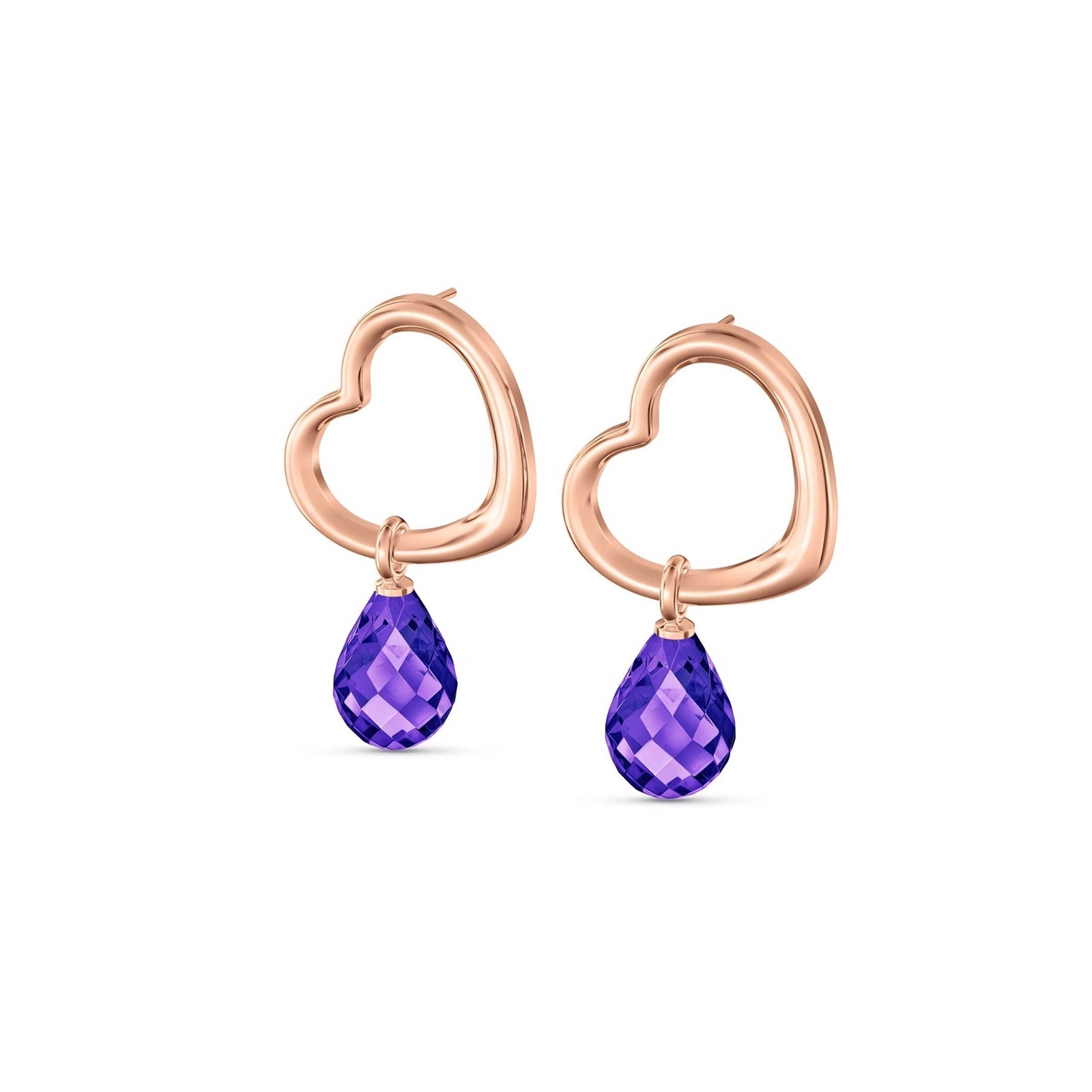 Rose Gold Earrings Amethyst 10K — Fiordaliso