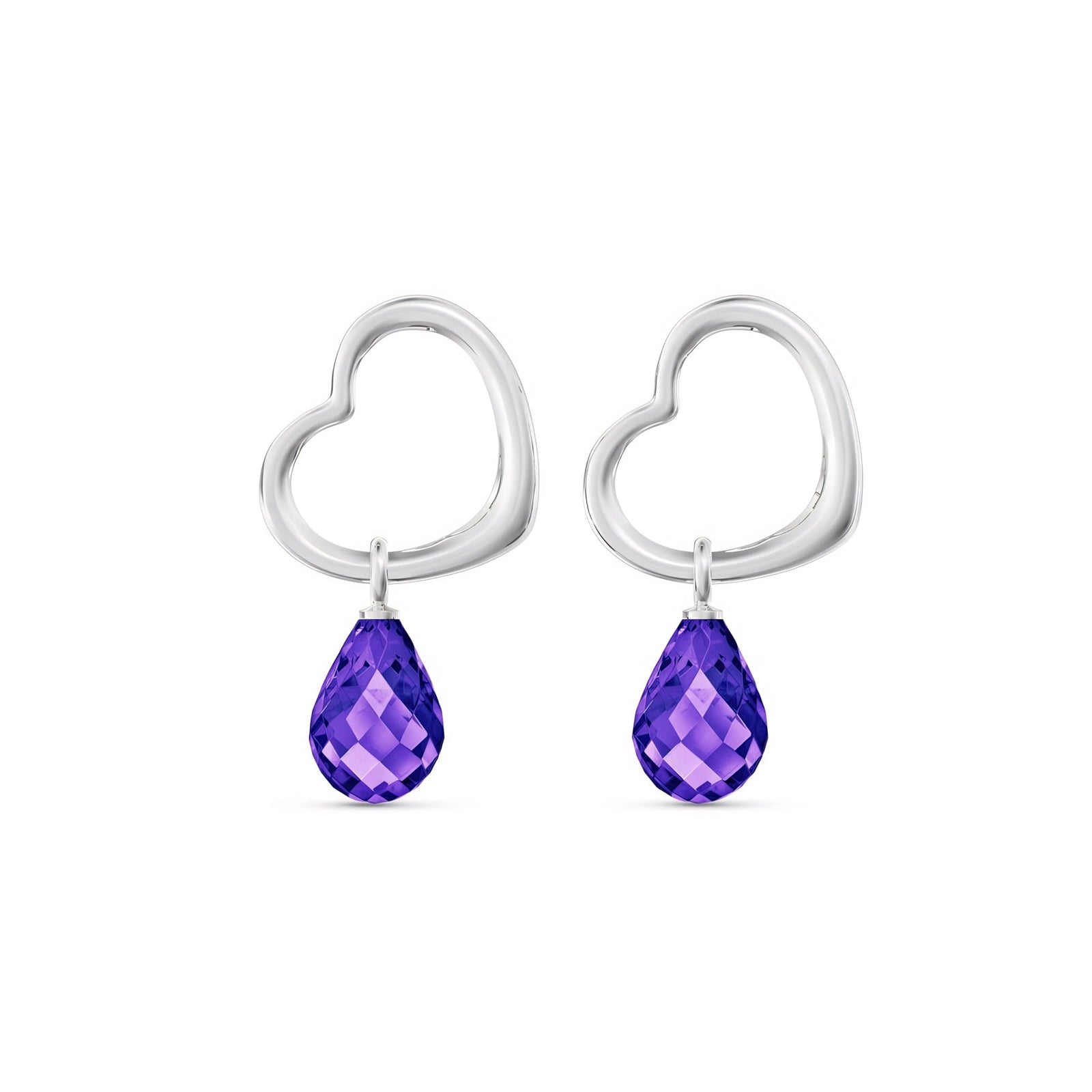 White Gold Earrings Amethyst 10K — Fiordaliso