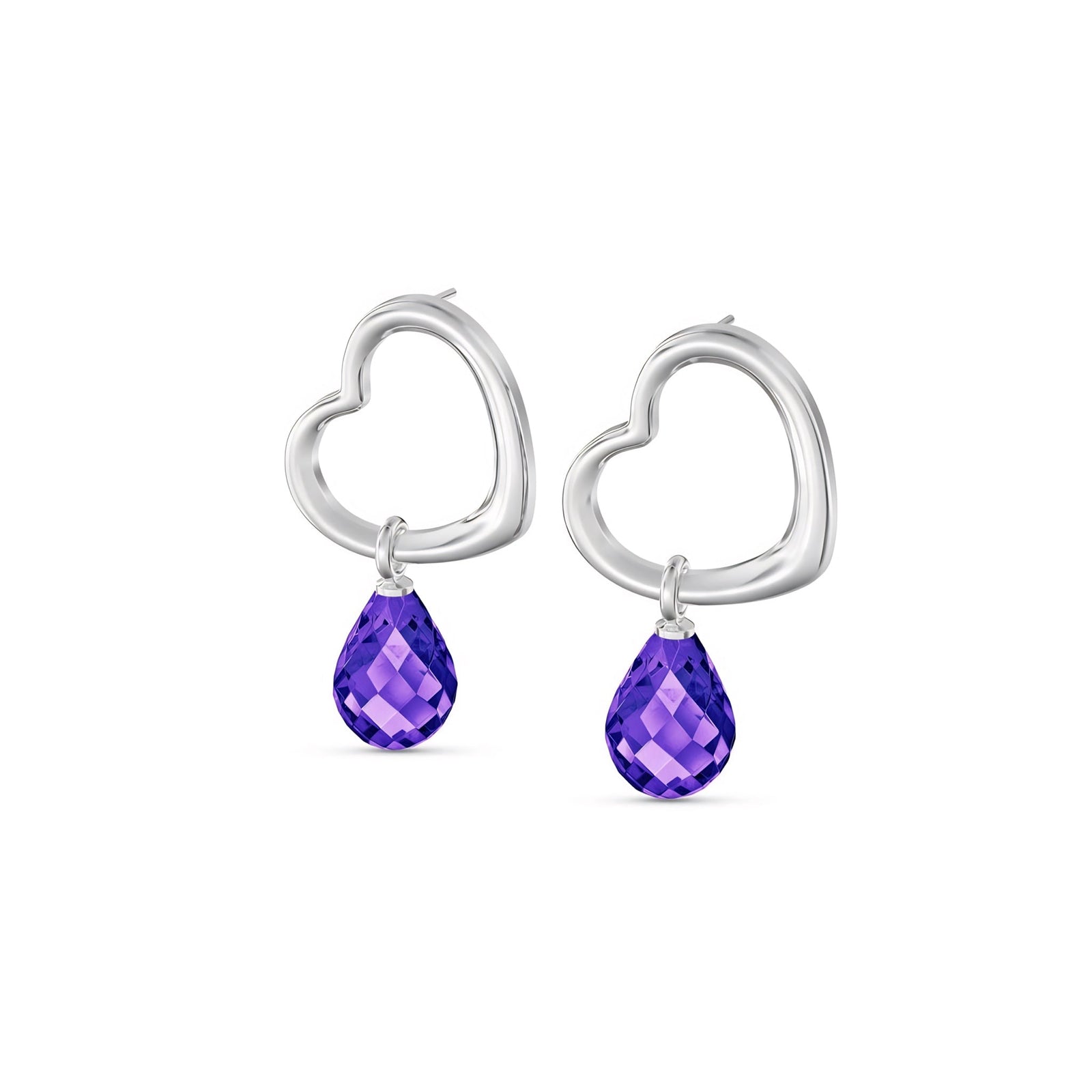 White Gold Earrings Amethyst 10K — Fiordaliso