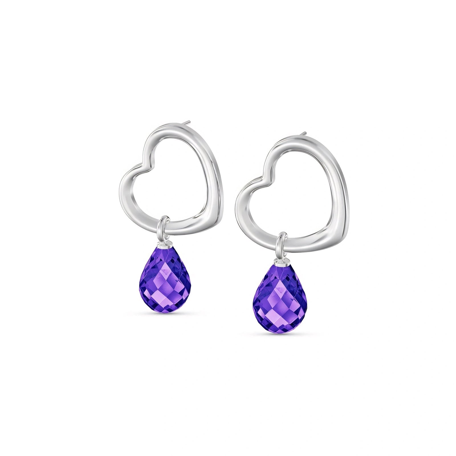 White Gold Earrings Amethyst 10K — Fiordaliso