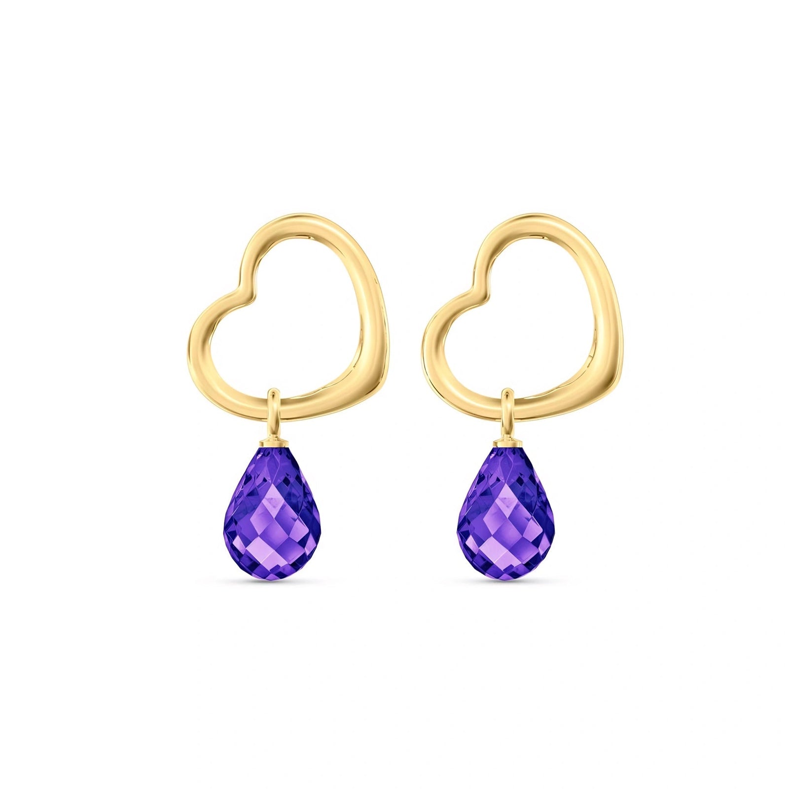 Yellow Gold Earrings Amethyst 10K — Fiordaliso